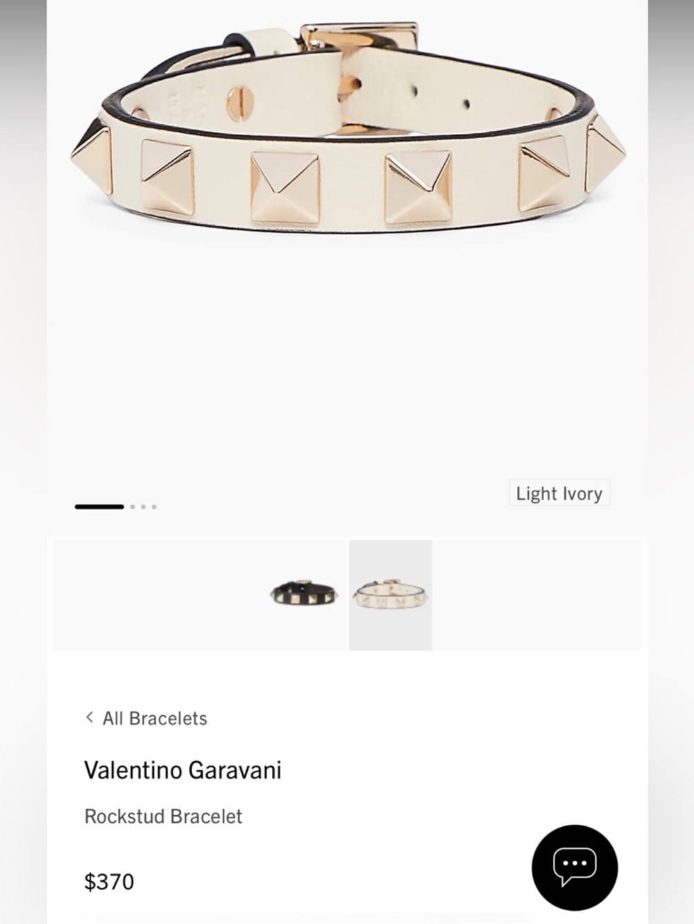Valentino Garavani Rockstud Bracelet Light Ivory Leather Gold Tone Studs